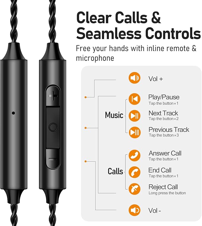 Vibes 202ML Wired Earbuds - HiFi in Ear Headphones - Noise-Isolating Ear Buds w/ Mic - Clear Sound, Deep Bass, Comfort-Fit Earphones - MMCX–Lightning for iPhone 5–14, Silver Plated Cord, Carrying Case