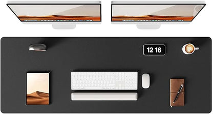 YSAGi Leather Desk Protector, Office Mat, Large Mouse Mat, Non-Slip PU Leather Blotter, Laptop Pad, Waterproof Writing Pad for Office and Home (Black, 47" x 17")