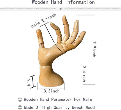 yangjietf mannequin,mannequin hand,hand model,hand mannequin for nails,drawing mannequin wooden hand,wooden mannequin,articulated fingers,hand model for drawing,male hand of left., Male_left
