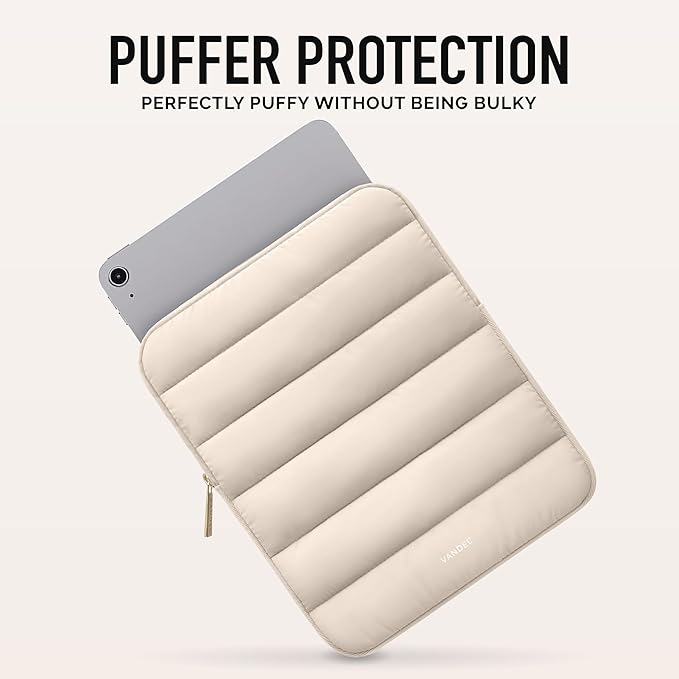 Vandel - The Original Puffy iPad Sleeve 9-11 Inch Tablet Sleeve, Beige i Pad Case for Women and Men, Cute iPad Air Pouch, 9 10 Inch, 11 Inch Bag