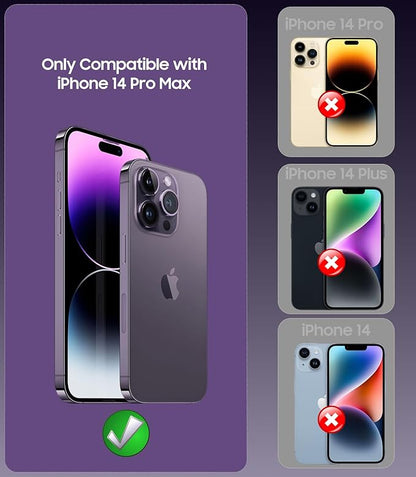 Magnetic for iPhone 14 Pro Max Case, Compatible with MagSafe, Built-in Camera Lens Protector, Logo View, Military Grade Drop Proof Phone Case Cover, Purple