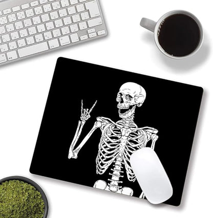 IMAYONDIA Black Human Skeleton Mouse Pad - Square Waterproof Non-Slip Rubber Base MousePads for Computer Laptop