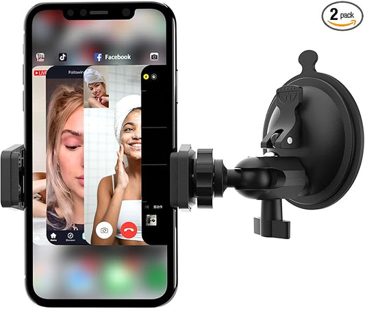 Shower Mirror Phone Holder, Suction Cup Mirror Phone Mount for Shower Mirror Bathroom Glass Kitchen Tile, TikTok YouTube Instagram Make Up Vlog Video Content Creator Essentials