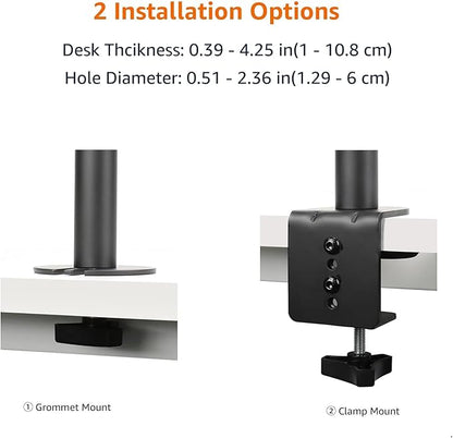 Amazon Basics Adjustable Single Monitor Arm Desk Mount, Holds up to 32" (38” Ultrawide) and 22 lbs, Adjustable Tension, VESA 75x75/100x100, Black