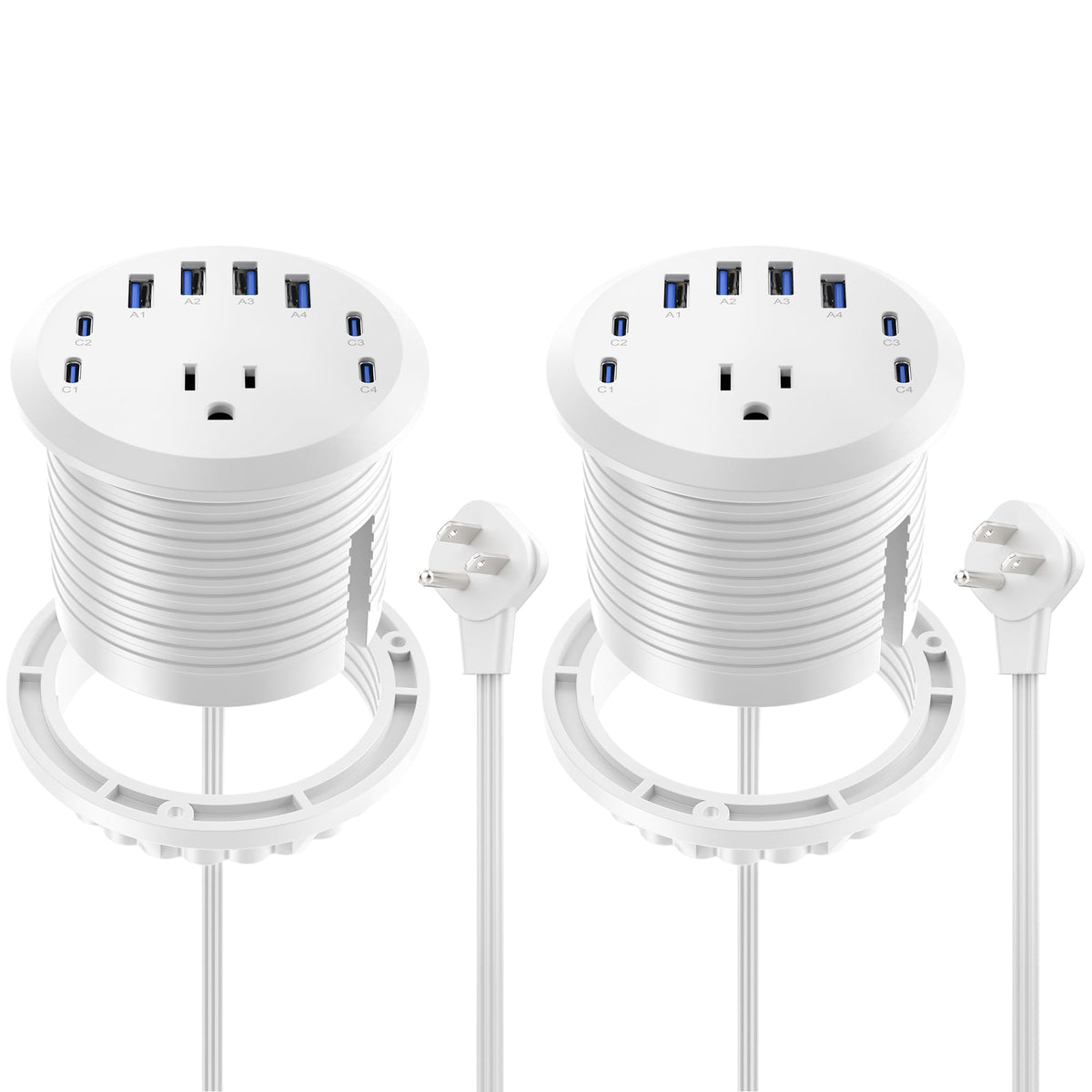 3 inch Desk Power Grommet USB C 65W,Ultra-Flat Plug Power Strip