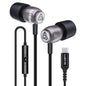 LUDOS Clamor Wired Earbuds in-Ear Headphones, 5 Years Warranty, Earphones with Microphone, Noise Isolating Ear Buds, Memory Foam for iPhone, Samsung, School Students, Kids, Women, Small Ears - Purple