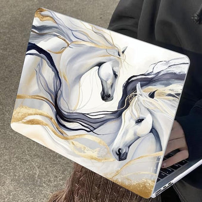 Compatible with 2021 2020 2019 2018 MacBook Air 13 inch Case M1 A2337 A2179 A1932 Retina Display Touch ID, Crystal Clear Pattern Plastic Hard Shell Case for Mac Air 13 M1 2021, Unique Horse
