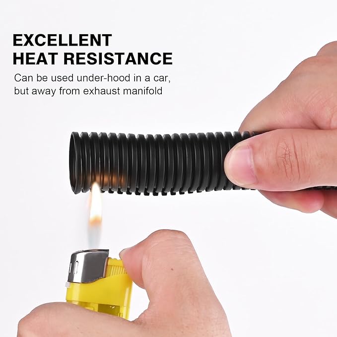 CrocSee 10FT - 1 Inch Split Wire Loom with Installation Tool - Black