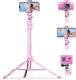 UBeesize 62" Phone Tripod & Selfie Stick, Camera Tripod Stand with Wireless Remote and Phone Holder,Compatible with iPhone Android Phone, Perfect for Selfies/Video Recording/Live Streaming Pink