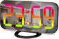 SZELAM LED RGB Digital Alarm Clock,with 11 Color Modes Display,Mirror Surface,Dual USB Charger Ports,Modern Desk Clocks for Bedroom Home Office Decor- Black