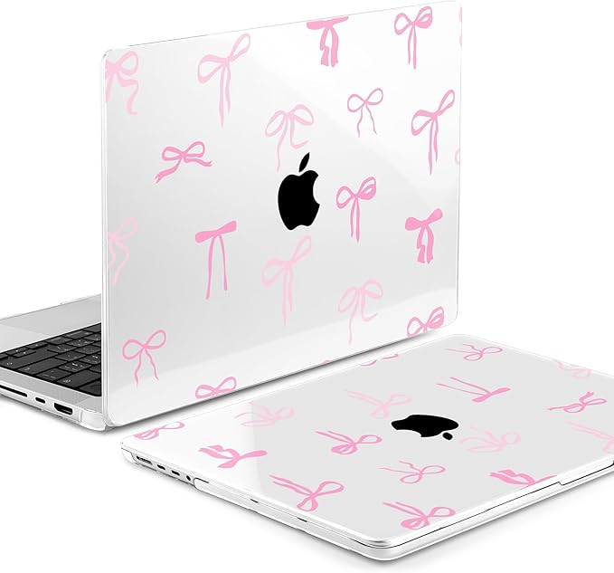 DONGKE for M4 MacBook Pro 16 Inch Case 2024 2023 2021 A3403 A3186 M3 A2991 M2 A2780 M1 A2485 Pro/Max Chip, Plastic Hard Shell Case & Keyboard Cover for Mac Pro 16 with Touch ID, Pink Bows