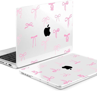 DONGKE for M4 MacBook Pro 16 Inch Case 2024 2023 2021 A3403 A3186 M3 A2991 M2 A2780 M1 A2485 Pro/Max Chip, Plastic Hard Shell Case & Keyboard Cover for Mac Pro 16 with Touch ID, Pink Bows