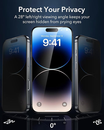 ESR 3 Pack for iPhone 14 Pro Max Privacy Screen Protector, Anti-spy Tempered-Glass Privacy Screen Protector with Flawless Fit Tray