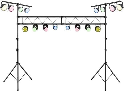S AFSTAR DJ Light Stand, 14 FT Heavy Duty Metal Lighting Truss System W/Adjustable T Bars, 32 Mounting Points & Triangle Foot, Portable Truss DJ for Audio Stage, 220 Lbs Load (Lights Not Included)