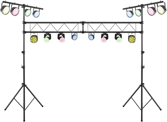S AFSTAR DJ Light Stand, 14 FT Heavy Duty Metal Lighting Truss System W/Adjustable T Bars, 32 Mounting Points & Triangle Foot, Portable Truss DJ for Audio Stage, 220 Lbs Load (Lights Not Included)