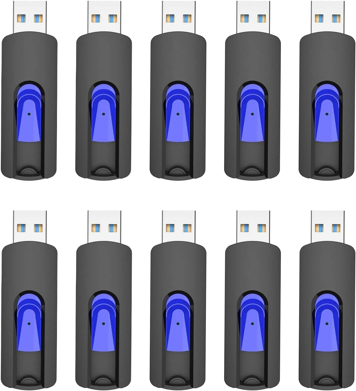 JUANWE 64GB Flash Drives 5 Pack, USB 3.0 Flash Drive Retractable Slide Thumb Drive, Thumb Drives 5 Pack Jump Drives Multipack Bulk USB Drive Data Storage for Computers, Blue
