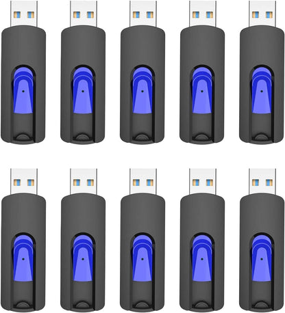 JUANWE 64GB Flash Drives 5 Pack, USB 3.0 Flash Drive Retractable Slide Thumb Drive, Thumb Drives 5 Pack Jump Drives Multipack Bulk USB Drive Data Storage for Computers, Blue