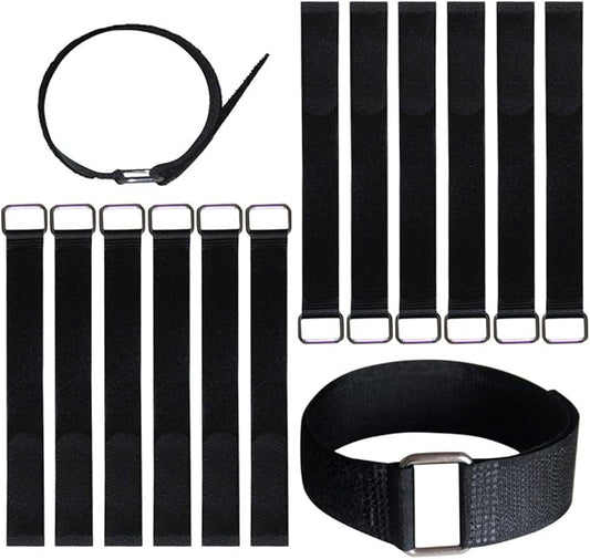 12 inch Reusable Fastening Cable Straps - Hook and Loop Fixing Straps - 12 Pack