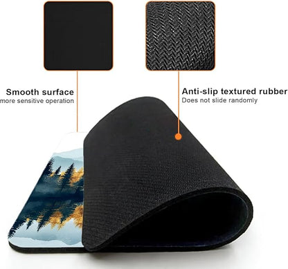 Mouse Pad, Cute Abstract Mountain Forest Mouse Pads for Desk, 9.5" x 7.9" Non-Slip Rubber Base Computer Mousepad with Women, Portable Square Design for Wireless Mouse and Pad Laptop Office & Travel