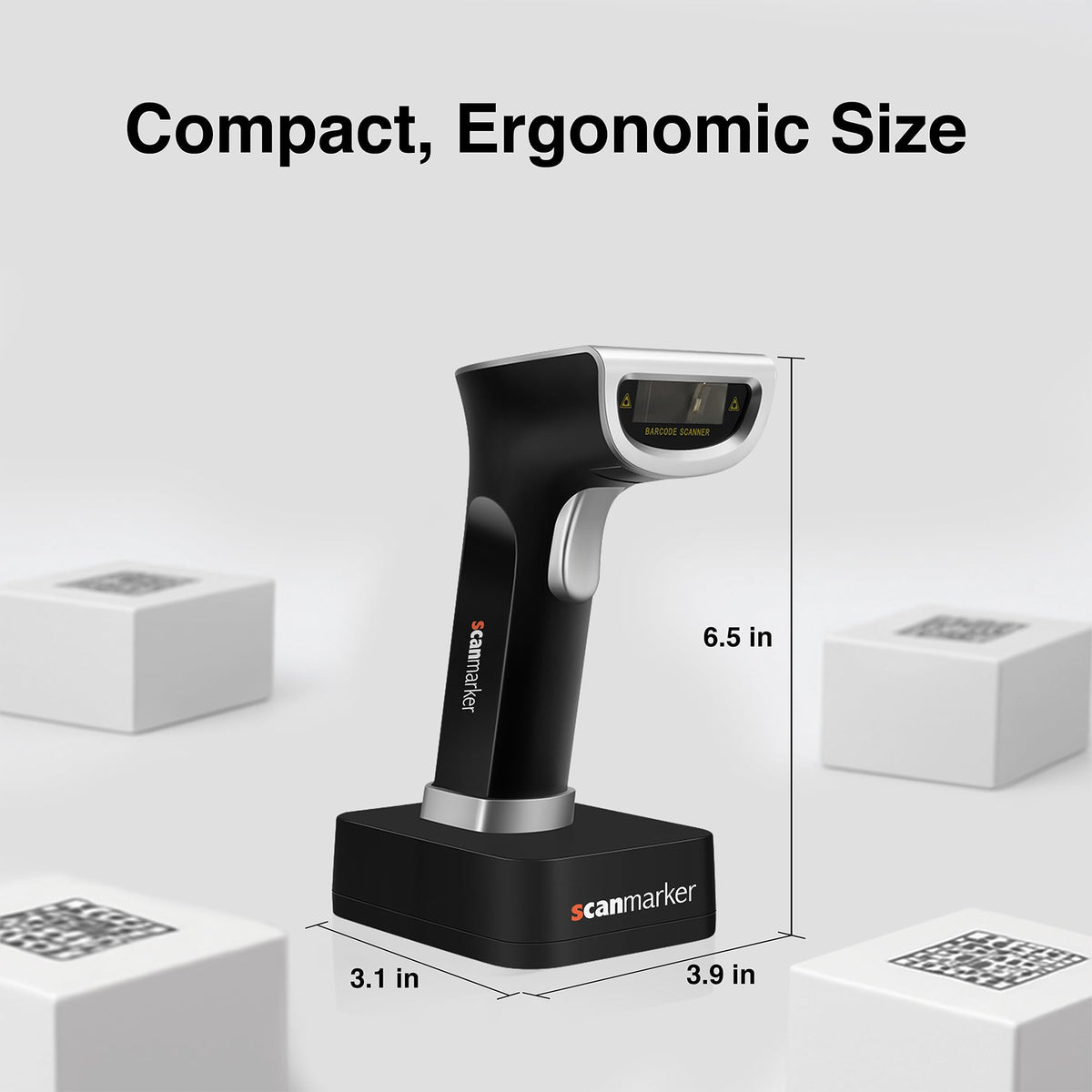 Scanmarker 1D/2D Barcode Scanner Wireless – Boost Speed & Accuracy with Bluetooth Barcode Scanner & 2.4G Modes – Handheld QR & Wireless Barcode Scanner with Charging Stand for Laptop, iOS & Android