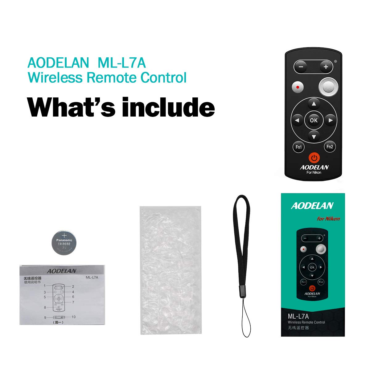 AODELAN Camera Wireless Shutter Release Remote Control for Nikon COOLPIX P1000 P950 B600 A1000 Z50 Z30 Z fc, Replaces Nikon ML-L7