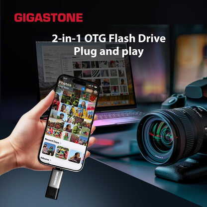 GIGASTONE 64GB Dual USB Flash Drive 5-Pack, USB 3.2 Gen 1, 2-in-1 USB C+A, Speed Up to 100MB/s, Head Cap Design Thumb Drive, Plug & Play for Smartphone/PC/Mac/TV/Car Audio, USB 2.0/3.0/3.1 Compatible