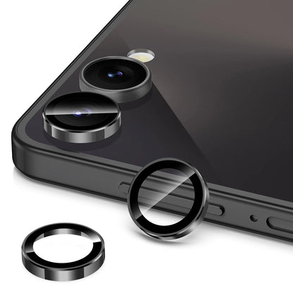 Avocase for Samsung Galaxy Z Flip 7 Camera Lens Protector, Individual Metal Ring Tempered Glass Lens Cover, [Strong Adsorption] Scratch Resistant Ultra-Thin HD Clear Lens Cover, 1 Set-Black Ring