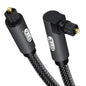 EMK 90 Degree Toslink Optical Cable 360 Degree Free-Rotating Plug Fiber Optic Cable S/PDIF Toslink Male to Male for Home Theater, Sound Bar, TV, PS4, Xbox,Grey (10ft/3m)