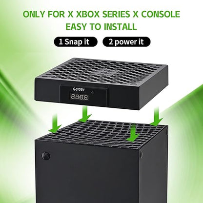 G-STORY Cooling Fan for Xbox Series X with Automatic Fan Speed Adjustable by Temperature, LED Display, High Performance Cooling, Low Noise, 3 Speed 1500/1750/2000RPM (140MM) with RGB LED