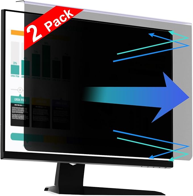 【2 Pack】 22 Inch Privacy Screen Protector (Compatible with 20", 20.2", 21.5", 21.6") for 16:9/16:10 Widescreen Monitors-Blue Light Blocking,Hanging Design, Anti-Scratch for Desktop Computers