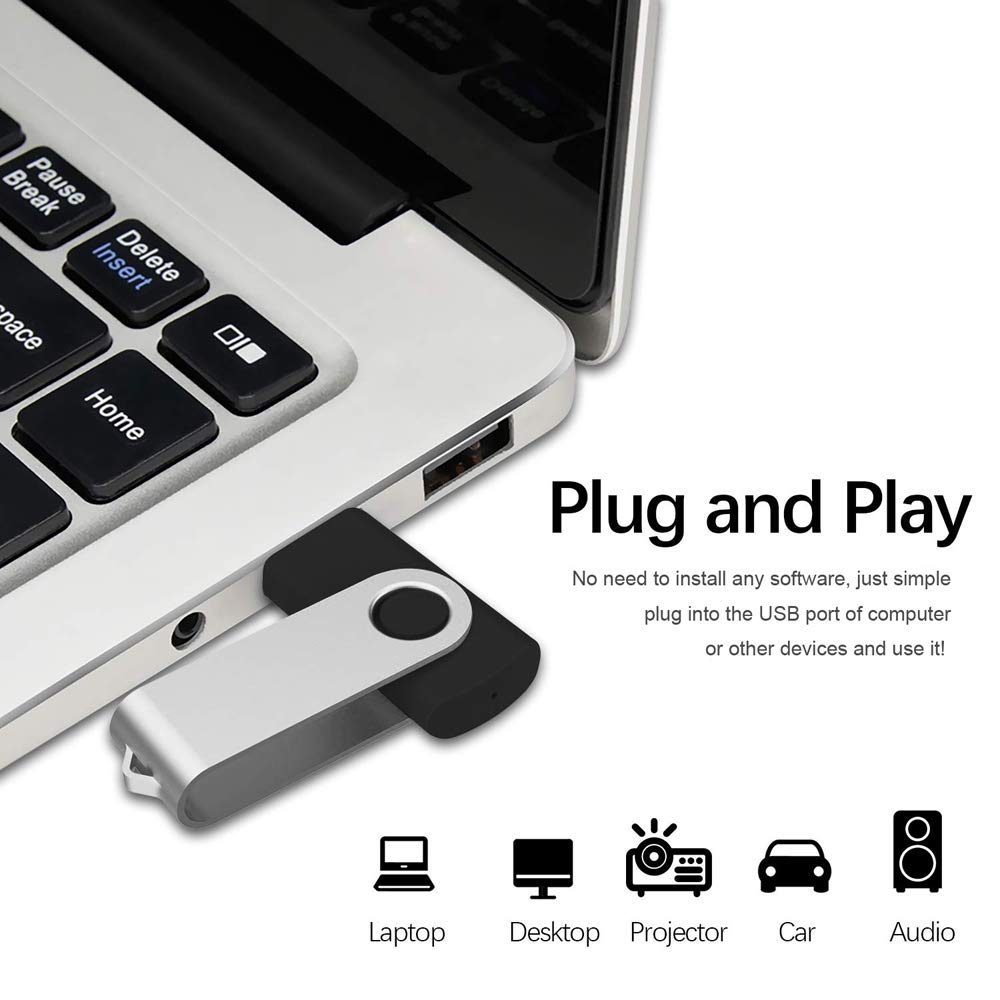 Aiibe 64GB Flash Drive 10 Pack 64GB USB Flash Drives Bulk USB Drive Thumb Drive 64 GB USB 2.0 Memory Sticks Pen Drives Jump Drive (Black)