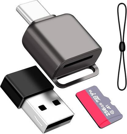 Micro SD Card Reader, BORLTER CLAMP TF Card Reader USB C 3.0 to TF/Micro SD with Type C to Type A Adapter for MacBook, Laptop, Android Phone, Grey
