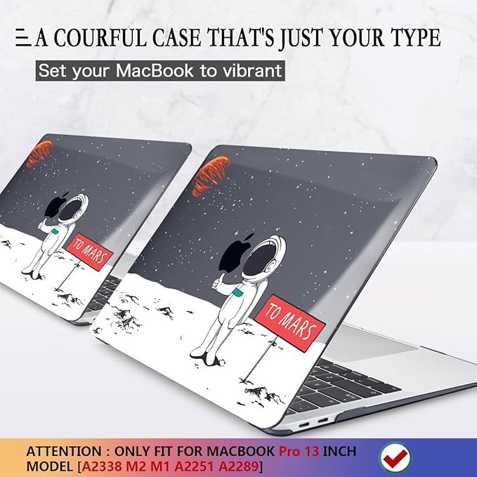 CISSOOK Compatible with MacBook Pro 13 inch Case 2025-2020 Release M2 Chip A2338 M1 A2251 A2289, Astronaut Hard Shell Case for MacBook Pro 13 Inch with Touch Bar, Space Themed Mars
