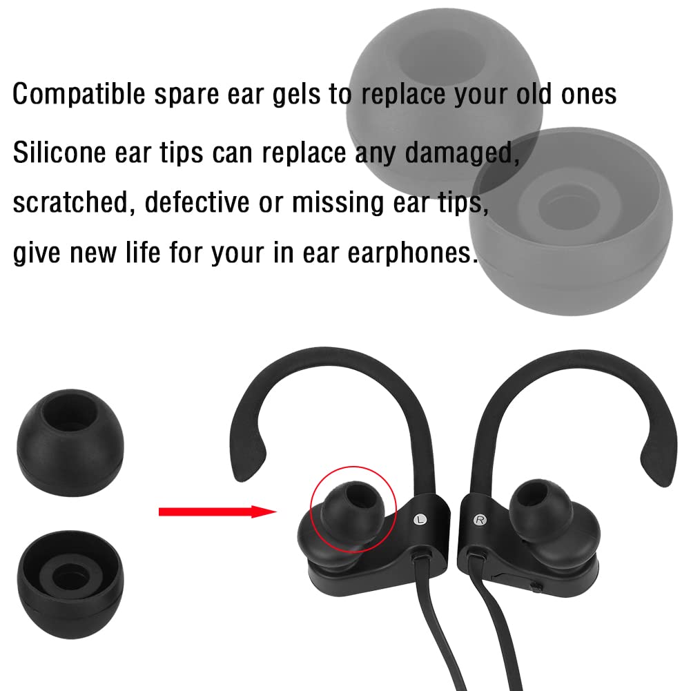 WKYMY Silicone Earbud Tips Replacement Ear Tips for in- Ear Headphones Rubber Tips Ear Buds Replacement Earbuds Tips 9 Pairs S M L, Black