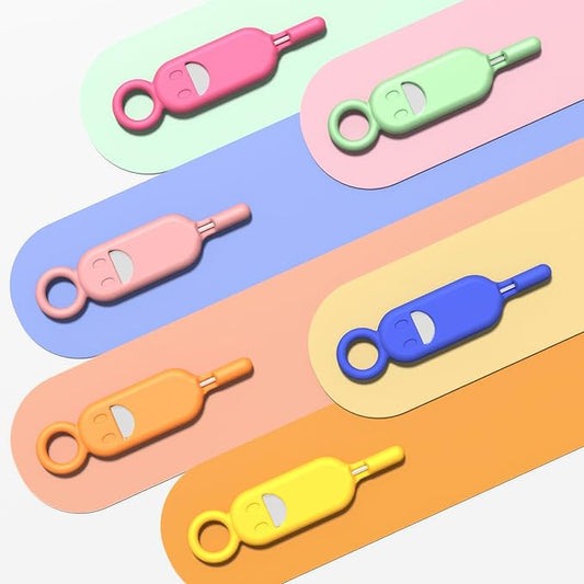 XWE SIM Card Holder Contains Removal Openning Tool Tray Eject Pins 6 Pcs Needle Opener Ejector Compatible with All iPhone Apple iPad HTC Samsung Galaxy Cell Phone (Rainbow (6 Pcs))