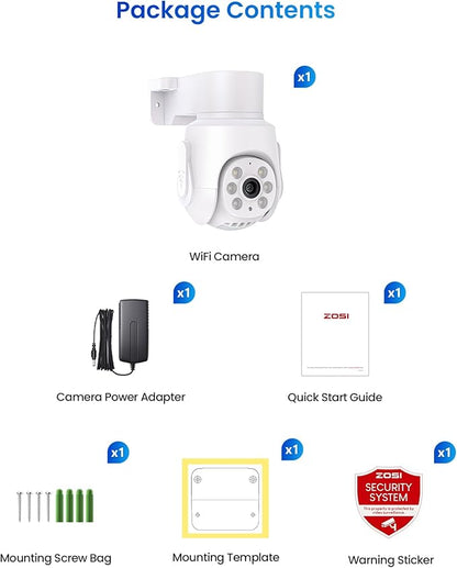 ZOSI 3K 5MP Plug-in Wired WiFi Security Camera, Wi-Fi 6 New Technology, PT Wireless Camera with Auto Track, AI Person Detect, Color Night Vision, Smart Light & Siren Alert, 2-Way Audio, Local Storage