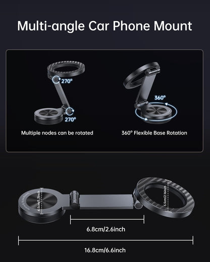 SYNCWIRE for MagSafe Car Mount 【360° Rotation】 Magnetic Phone Holder for Car, Adjustable Metal Arm, Car Magnet Phone Mount for Dashboard, Car Accessories Fit iPhone 17 16 15 14 13 Pro Max &All Phones