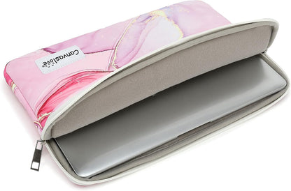 Canvaslove Pink Marble Laptop Sleeve Case Bag with Pocket for MacBook Pro 14 inch,Surface Laptop 14.4 inch and HP Lenovo Dell ASUS Acer 14 inch Laptop