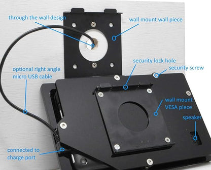 TABcare Anti-Theft Acrylic VESA Enclosure for Galaxy TAB A7 Lite 8.7" SM-T220 Tablet with Free Wall Mount Kit & 90-Degree Angle USB C Cable (TAB A7 Lite, Clear)