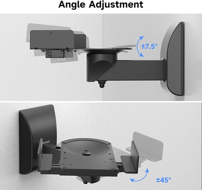 Suptek Speaker Wall Mounts - Dual Speaker Stands for Surround Sound, Universal Bracket, Tilt Swivel Shelves Up to 55lbs (Black, 2 Pack)