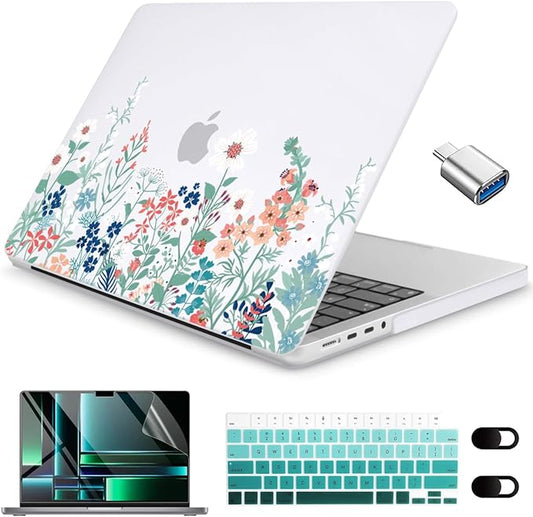 CISSOOK Matte Frosted Wildflower Hard Shell Case for MacBook Pro 14 Inch 2026-2021 Release M5 A3434 M4 A3112 A3185 A3401 M3 A2992 A2918 A2779 M2 A2442 M1, Plastic Cover for MacBook Pro 14