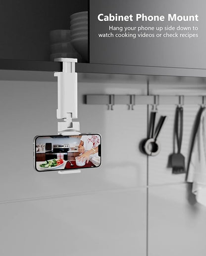 MiiKARE Airplane Travel Essentials Phone Holder, Universal Handsfree Phone Mount for Flying with 360 Degree Rotation, Accessory for Airplane, Travel Must Haves Phone Stand for Desk, White