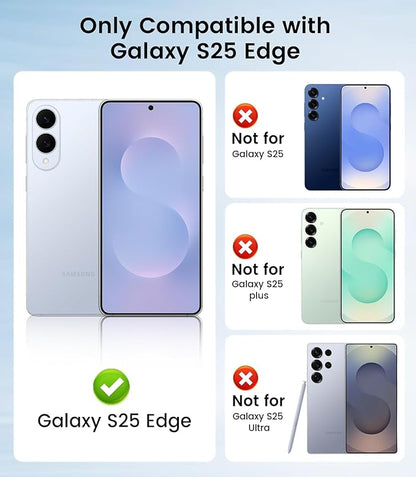 Slim Thin for Samsung Galaxy S25 Edge Case, Compatible with MagSafe, Built-in Camera Lens Protector, Shockproof Protective Phone Case, Soft Electroplated Clear Cover, Sapphire Blue