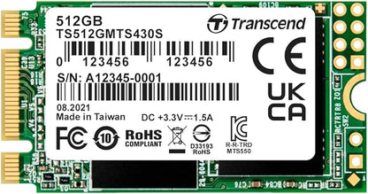 Transcend 512GB M.2 2242 SATA III SSD with Dram Cache, Up to 560MB/s, Compatible w/Ultrabook/Laptop/PC/Desktop, 3D TLC NAND Flash Internal Solid State Drive, LDPC Error Correction, SLC Cache, B+M Key