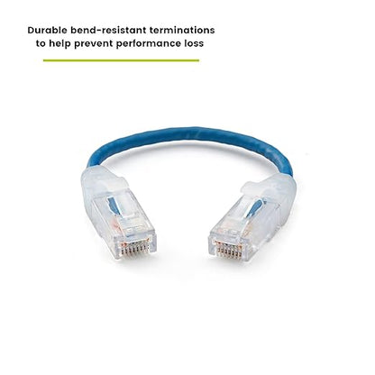 TRUECABLE Cat6 Component Rated Patch Cable, Unshielded (U/UTP), 6in, Blue, 28AWG Solid Copper, Snagless 10G High-Speed Ethernet Cable, PoE++ 4PPoE 100W, UL Listed, RoHS-3, 1 Pack
