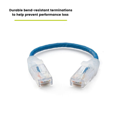TRUECABLE Cat6 Component Rated Patch Cable, Unshielded (U/UTP), 6in, Blue, 28AWG Stranded Pure Copper, Snagless 10G High-Speed Ethernet Cable, PoE++ 4PPoE 100W, UL Listed, RoHS-3, 1 Pack