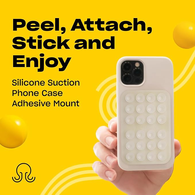Classic MAX - Silicone Suction Phone Case Adhesive Mount - Hands-Free, Strong Grip Holder for Selfies and Videos - iPhone and Android Compatible - 2.6″ x 3.9″, Transparent