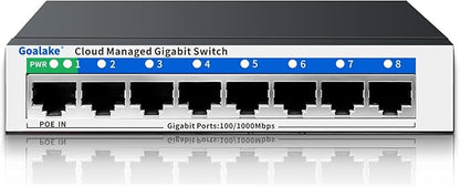8 Port Gigabit Switch, Easy Smart Managed Ethernet Switch, Network Hub, Ethernet Splitter, Plug & Play, Fanless Metal Design, VLAN, Qos, Support PoE Powered, Desktop or Wall Mount