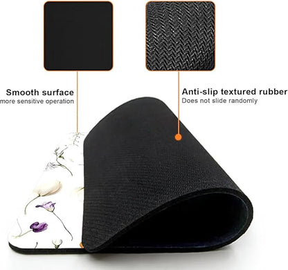 Mouse Pad, Abstract Wildflowers Flower Mouse Pads for Desk, 9.5" x 7.9" Non-Slip Rubber Base Computer Mousepad with Women, Portable Square Design for Wireless Mouse and Pad Laptop Office & Travel