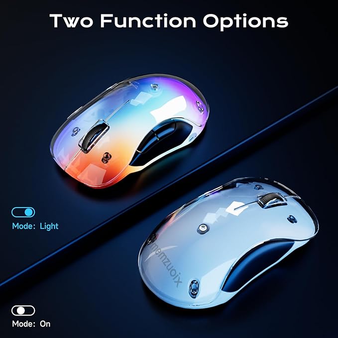 memzuoix 2.4G LED Wireless Mouse, Rechargeable Ergonomic Mouse with Detachable Cover, 1200 DPI Portable Optical Computer Mouse with USB Receiver for Laptop, PC, Desktop and MacBook, 5 Buttons